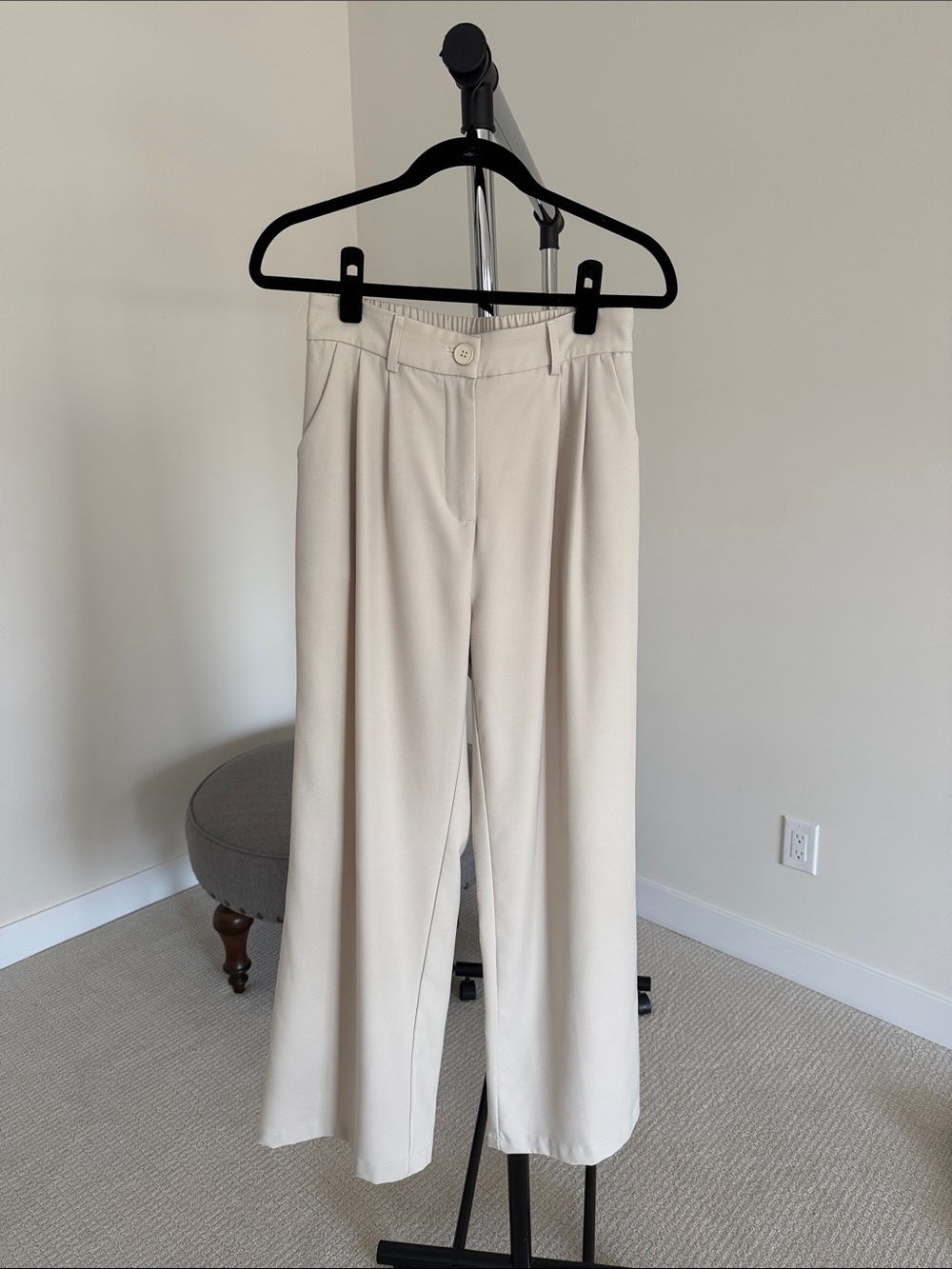FUNYYZO Wide Leg Cream Trousers